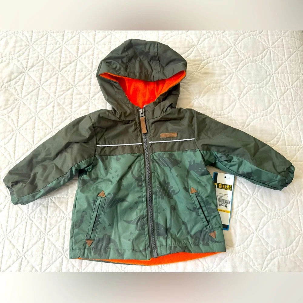 NWT Xtreme 12M Water Resistant Fleece Lined Dinosaur Jacket